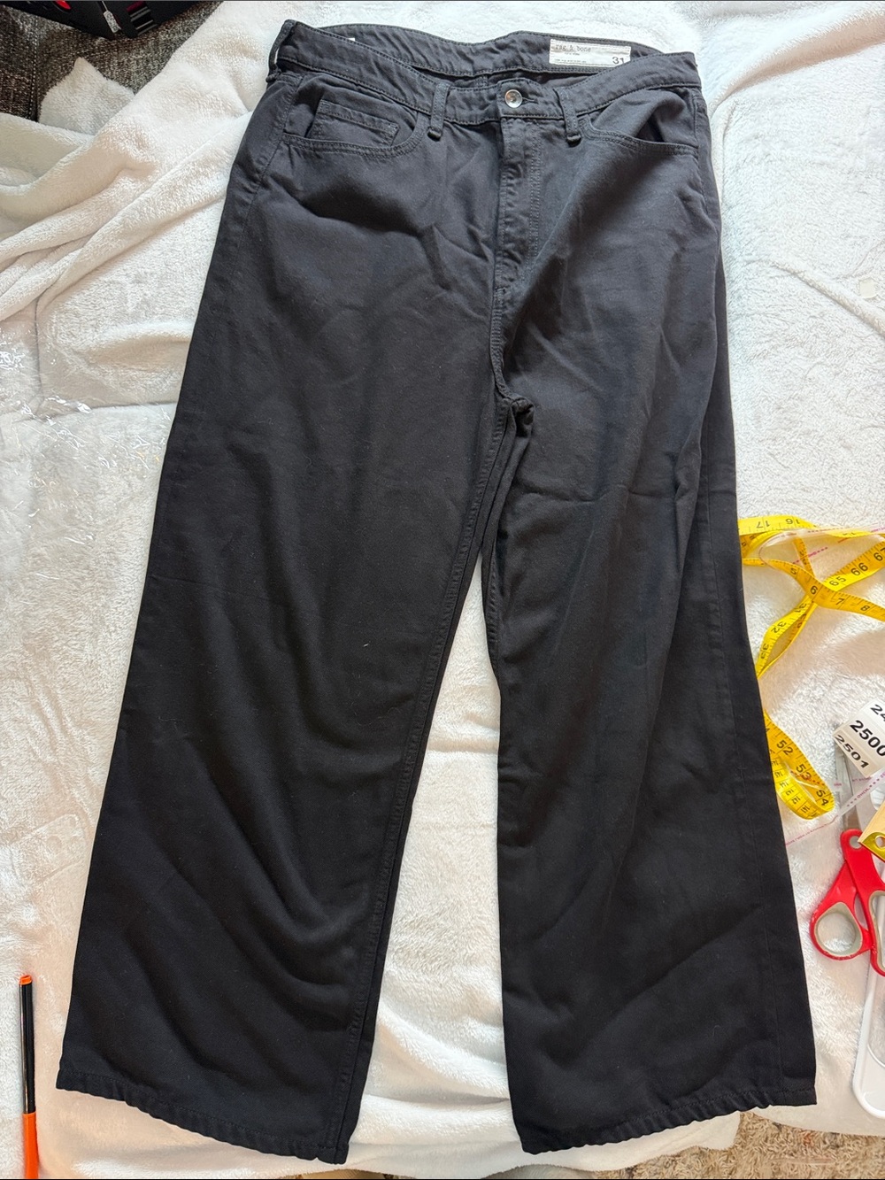 rag & bone Black Wide-Leg Flare Jeans2487